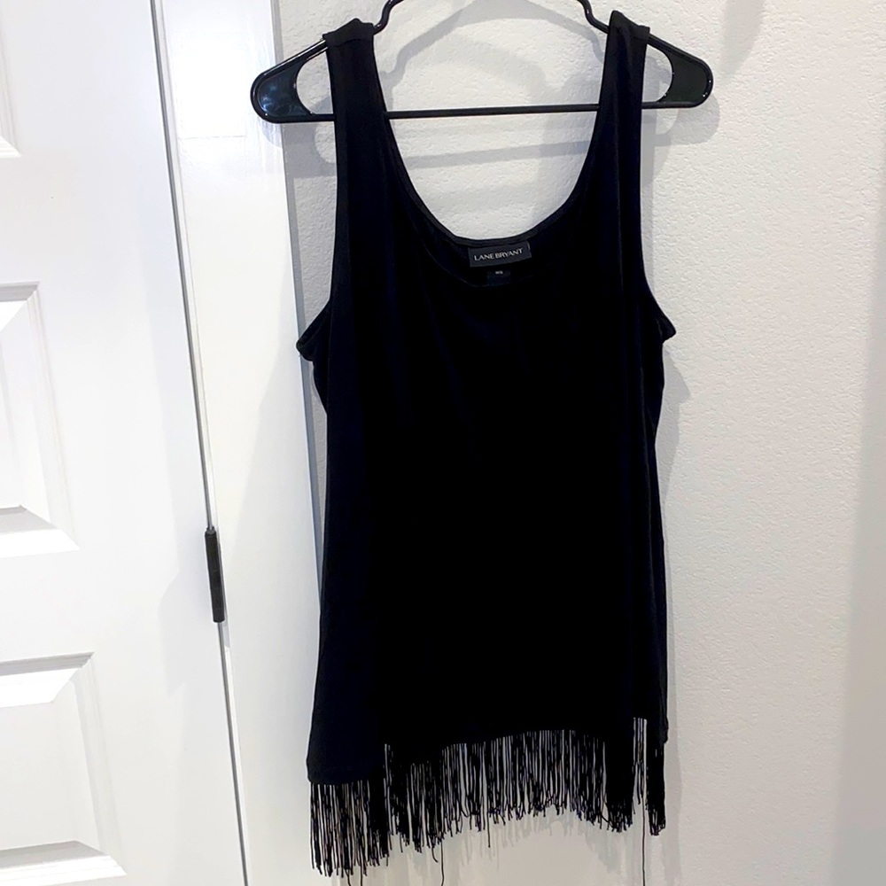 EUC Size 14/16 14 16 Lane Bryant Black Tank Top with Fringe